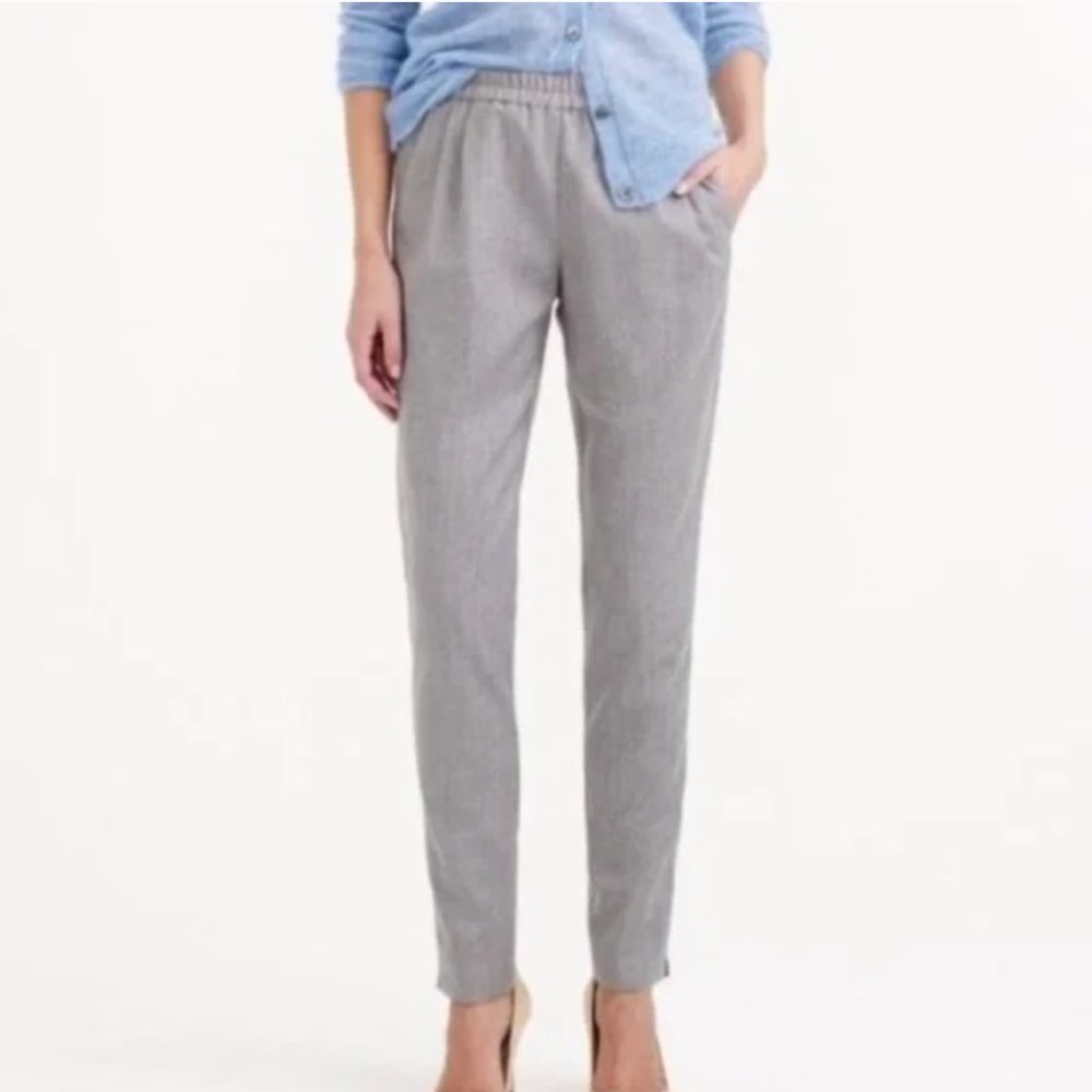 J. Crew Grey Wool Blend Harlow Pull On Elastic Waist Drawstring Pants. Size 2